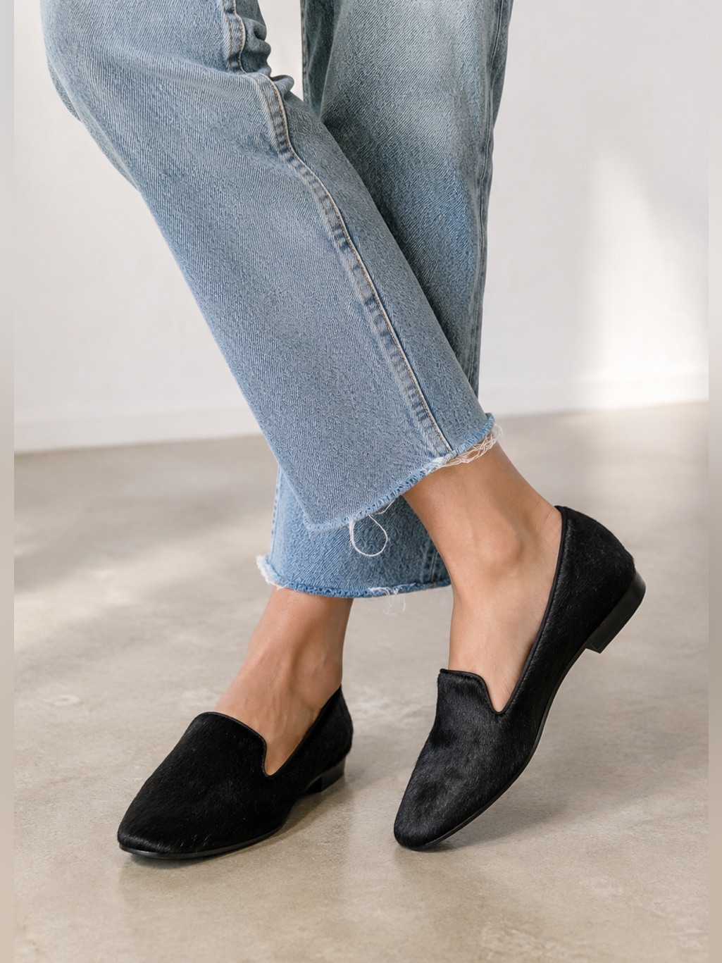 Sam Edelman Alvin Loafers Black Calf Hair Leather Slip On Size 9m Euc